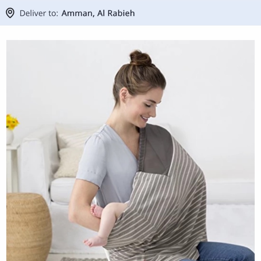 Striped Gray and White nursing scarf